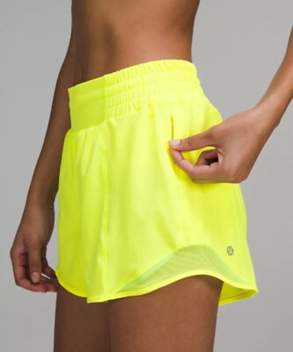 Lululemon Women's Hotty Hot High-Rise Lined Neon Yellow Short Sz 6